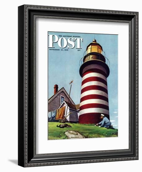 "Lighthouse Keeper," Saturday Evening Post Cover, September 22, 1945-Stevan Dohanos-Framed Giclee Print