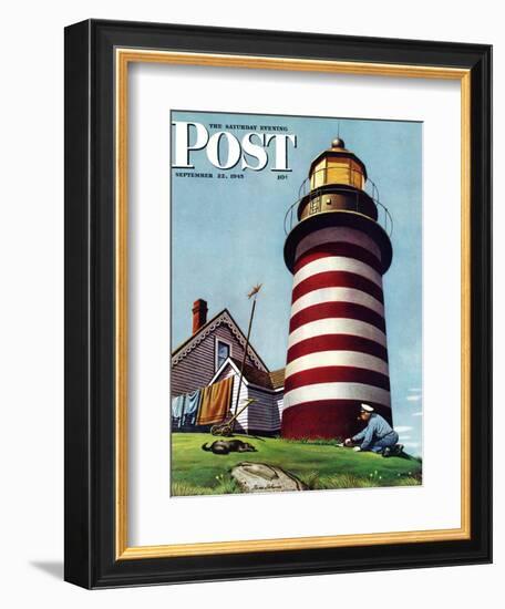 "Lighthouse Keeper," Saturday Evening Post Cover, September 22, 1945-Stevan Dohanos-Framed Giclee Print