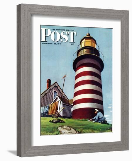 "Lighthouse Keeper," Saturday Evening Post Cover, September 22, 1945-Stevan Dohanos-Framed Giclee Print