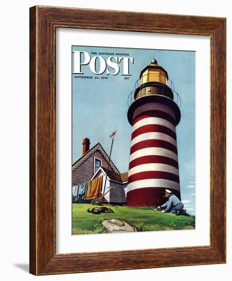 "Lighthouse Keeper," Saturday Evening Post Cover, September 22, 1945-Stevan Dohanos-Framed Giclee Print