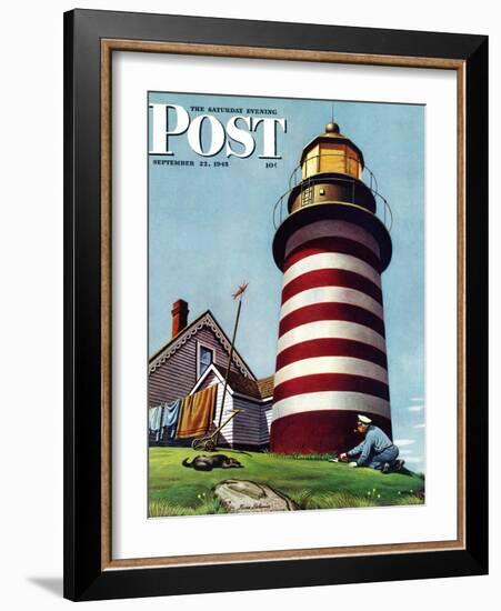 "Lighthouse Keeper," Saturday Evening Post Cover, September 22, 1945-Stevan Dohanos-Framed Giclee Print