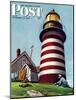 "Lighthouse Keeper," Saturday Evening Post Cover, September 22, 1945-Stevan Dohanos-Mounted Giclee Print