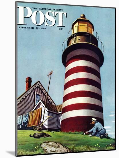 "Lighthouse Keeper," Saturday Evening Post Cover, September 22, 1945-Stevan Dohanos-Mounted Giclee Print