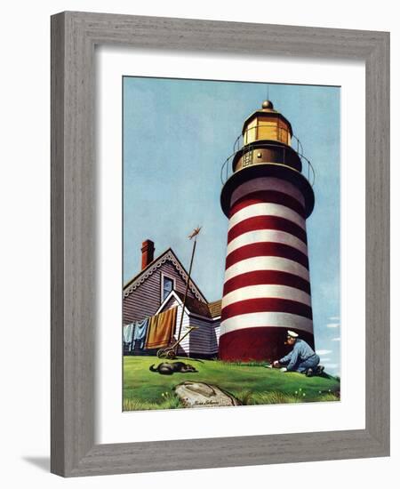 "Lighthouse Keeper," September 22, 1945-Stevan Dohanos-Framed Giclee Print