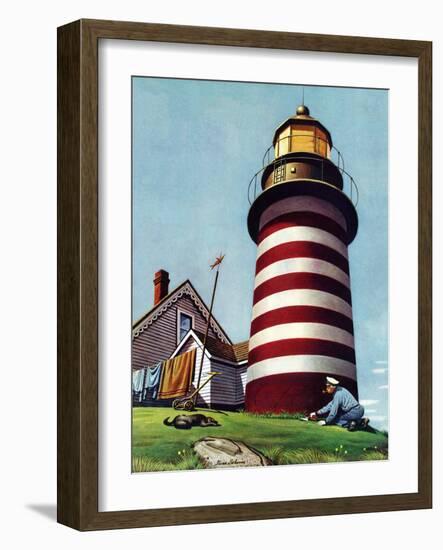 "Lighthouse Keeper," September 22, 1945-Stevan Dohanos-Framed Giclee Print