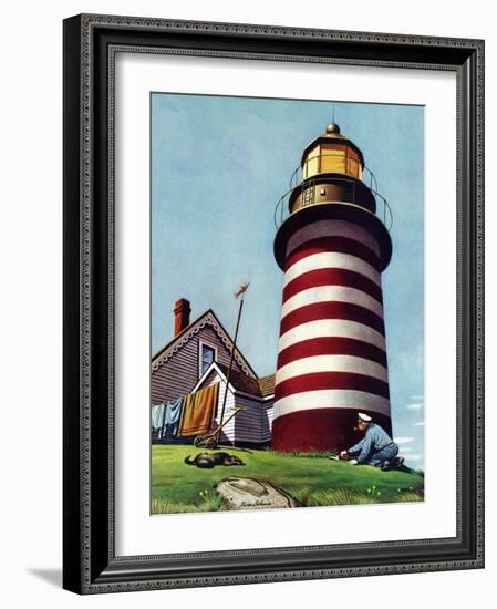 "Lighthouse Keeper," September 22, 1945-Stevan Dohanos-Framed Giclee Print