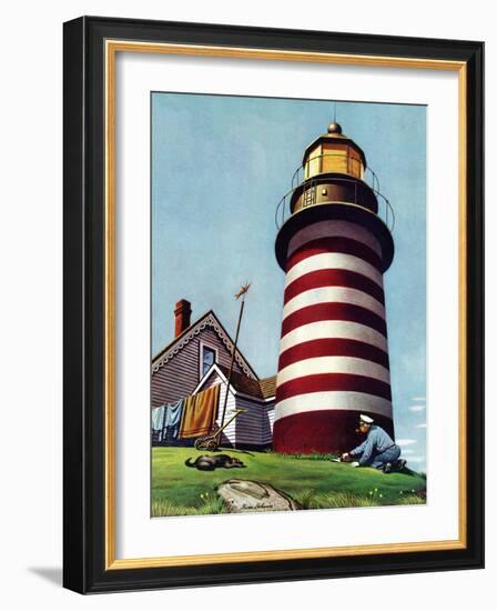 "Lighthouse Keeper," September 22, 1945-Stevan Dohanos-Framed Giclee Print