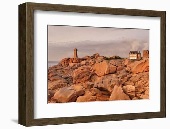 Lighthouse Meen Ruz, Ploumanach, Cote De Granit Rose, Cotes D'Armor, Brittany, France, Europe-Markus Lange-Framed Photographic Print