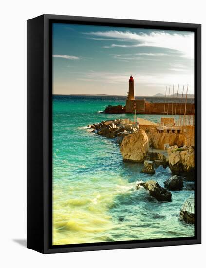 Lighthouse - Nice Port - France-Philippe Hugonnard-Framed Premier Image Canvas