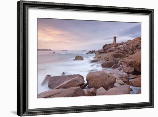 Lighthouse of Meen Ruz, Ploumanach, Cote De Granit Rose, Cotes D'Armor, Brittany, France, Europe-Markus Lange-Framed Photographic Print