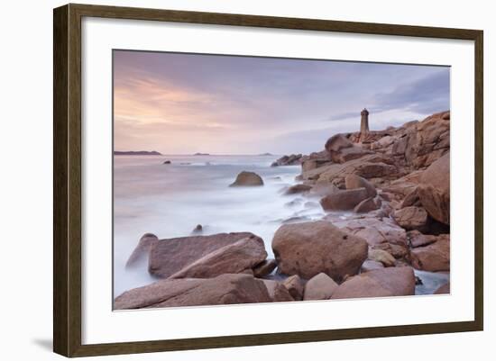 Lighthouse of Meen Ruz, Ploumanach, Cote De Granit Rose, Cotes D'Armor, Brittany, France, Europe-Markus Lange-Framed Photographic Print