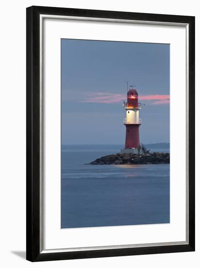 Lighthouse of WarnemŸnde, the East Mole (Jetty), Mecklenburg-Western Pomerania, Germany-Rainer Mirau-Framed Photographic Print