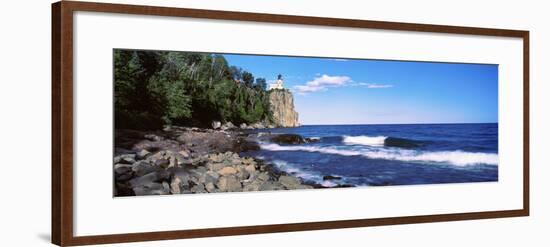 Lighthouse on a cliff, Split Rock Lighthouse, Lake Superior, Minnesota, USA-null-Framed Photographic Print