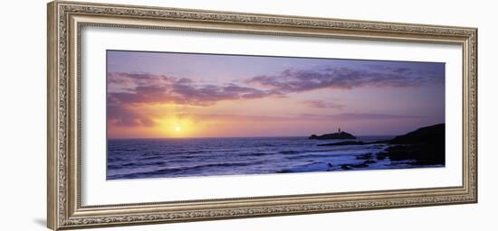 Lighthouse on an Island, Godrevy Lighthouse, Godrevy, Cornwall, England-null-Framed Photographic Print