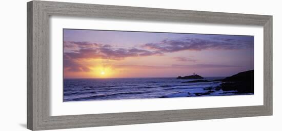 Lighthouse on an Island, Godrevy Lighthouse, Godrevy, Cornwall, England-null-Framed Photographic Print