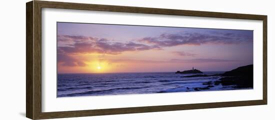 Lighthouse on an Island, Godrevy Lighthouse, Godrevy, Cornwall, England-null-Framed Photographic Print