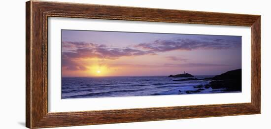 Lighthouse on an Island, Godrevy Lighthouse, Godrevy, Cornwall, England-null-Framed Photographic Print