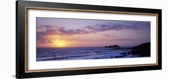 Lighthouse on an Island, Godrevy Lighthouse, Godrevy, Cornwall, England-null-Framed Photographic Print