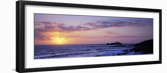 Lighthouse on an Island, Godrevy Lighthouse, Godrevy, Cornwall, England-null-Framed Photographic Print