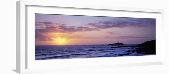 Lighthouse on an Island, Godrevy Lighthouse, Godrevy, Cornwall, England-null-Framed Photographic Print