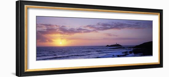 Lighthouse on an Island, Godrevy Lighthouse, Godrevy, Cornwall, England-null-Framed Photographic Print