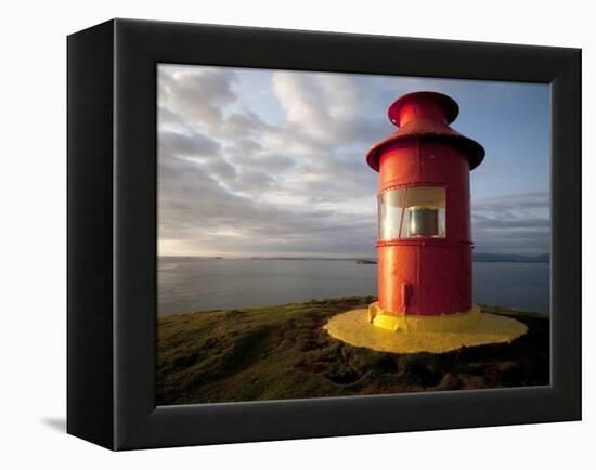 Lighthouse on Bluff Above Stykkisholmer, Iceland-Dave Bartruff-Framed Premier Image Canvas