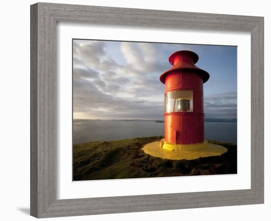 Lighthouse on Bluff Above Stykkisholmer, Iceland-Dave Bartruff-Framed Photographic Print