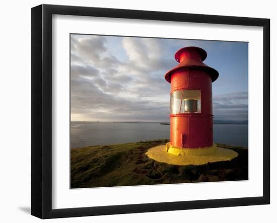 Lighthouse on Bluff Above Stykkisholmer, Iceland-Dave Bartruff-Framed Photographic Print