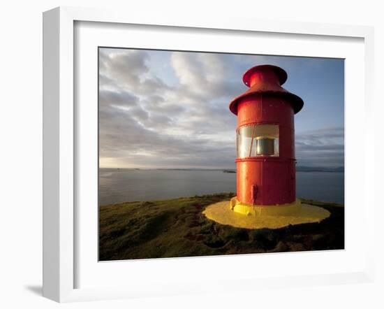 Lighthouse on Bluff Above Stykkisholmer, Iceland-Dave Bartruff-Framed Photographic Print