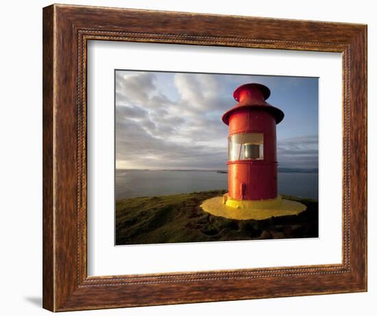 Lighthouse on Bluff Above Stykkisholmer, Iceland-Dave Bartruff-Framed Photographic Print