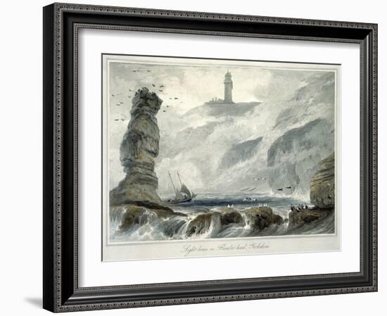 'Lighthouse on Flamborough Head', Yorkshire, 1822-William Daniell-Framed Giclee Print