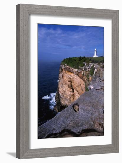 Lighthouse on the Cliff at the Gap, New South Wales, Australia-Natalie Tepper-Framed Photo