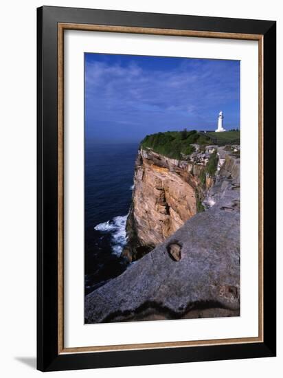 Lighthouse on the Cliff at the Gap, New South Wales, Australia-Natalie Tepper-Framed Photo