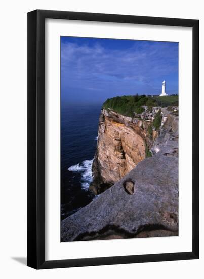 Lighthouse on the Cliff at the Gap, New South Wales, Australia-Natalie Tepper-Framed Photo