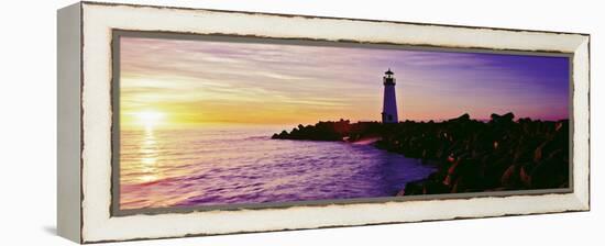 Lighthouse on the Coast at Dusk, Walton Lighthouse, Santa Cruz, California, USA-null-Framed Premier Image Canvas