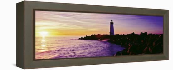 Lighthouse on the Coast at Dusk, Walton Lighthouse, Santa Cruz, California, USA-null-Framed Premier Image Canvas