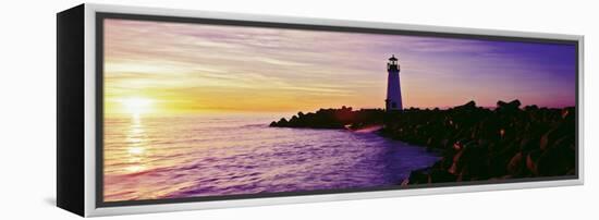 Lighthouse on the Coast at Dusk, Walton Lighthouse, Santa Cruz, California, USA-null-Framed Premier Image Canvas