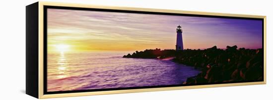 Lighthouse on the Coast at Dusk, Walton Lighthouse, Santa Cruz, California, USA-null-Framed Premier Image Canvas