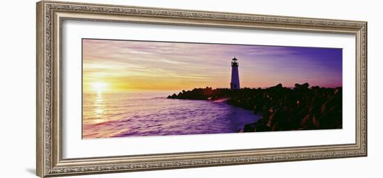 Lighthouse on the Coast at Dusk, Walton Lighthouse, Santa Cruz, California, USA-null-Framed Photographic Print