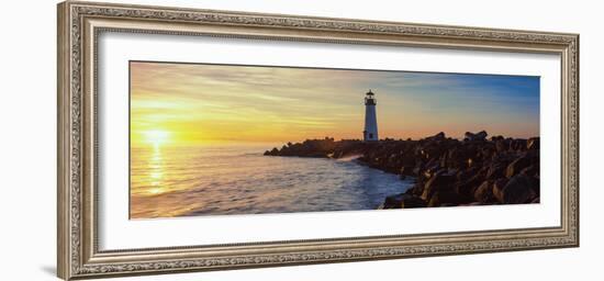 Lighthouse on the Coast at Dusk, Walton Lighthouse, Santa Cruz, California, USA-null-Framed Photographic Print