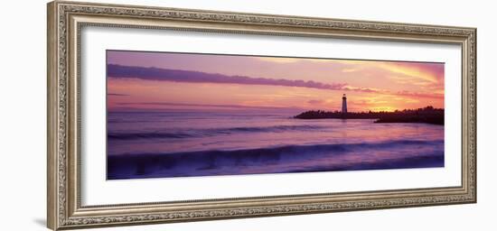 Lighthouse on the Coast at Dusk, Walton Lighthouse, Santa Cruz, California, USA-null-Framed Photographic Print