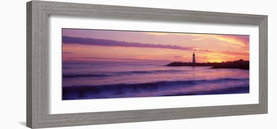 Lighthouse on the Coast at Dusk, Walton Lighthouse, Santa Cruz, California, USA-null-Framed Photographic Print