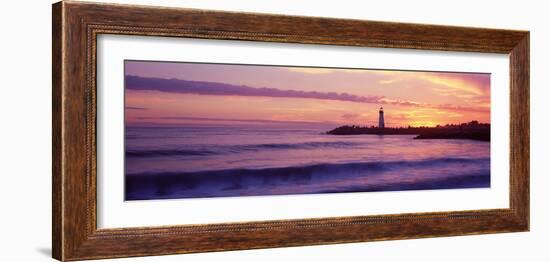 Lighthouse on the Coast at Dusk, Walton Lighthouse, Santa Cruz, California, USA-null-Framed Photographic Print