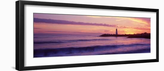 Lighthouse on the Coast at Dusk, Walton Lighthouse, Santa Cruz, California, USA-null-Framed Photographic Print