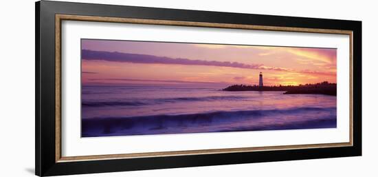 Lighthouse on the Coast at Dusk, Walton Lighthouse, Santa Cruz, California, USA-null-Framed Photographic Print