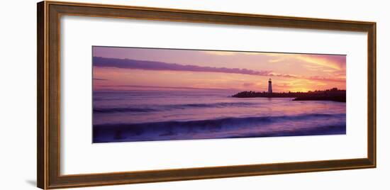 Lighthouse on the Coast at Dusk, Walton Lighthouse, Santa Cruz, California, USA-null-Framed Photographic Print