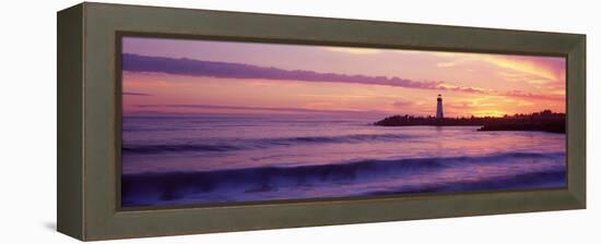 Lighthouse on the Coast at Dusk, Walton Lighthouse, Santa Cruz, California, USA-null-Framed Premier Image Canvas