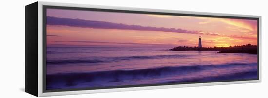 Lighthouse on the Coast at Dusk, Walton Lighthouse, Santa Cruz, California, USA-null-Framed Premier Image Canvas