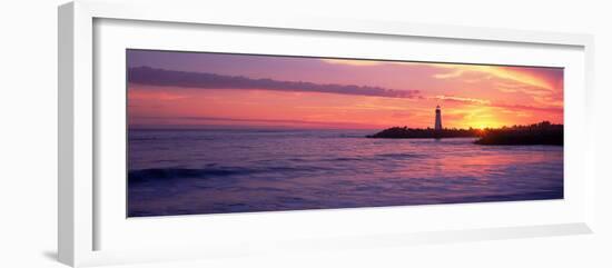 Lighthouse on the Coast at Dusk, Walton Lighthouse, Santa Cruz, California, USA-null-Framed Photographic Print