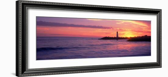 Lighthouse on the Coast at Dusk, Walton Lighthouse, Santa Cruz, California, USA-null-Framed Photographic Print